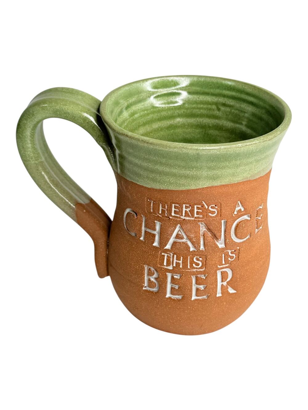 Art Pottery Coffee Mug There's A Chance This Might Be Beer 4.5” Modworks USA Vtg